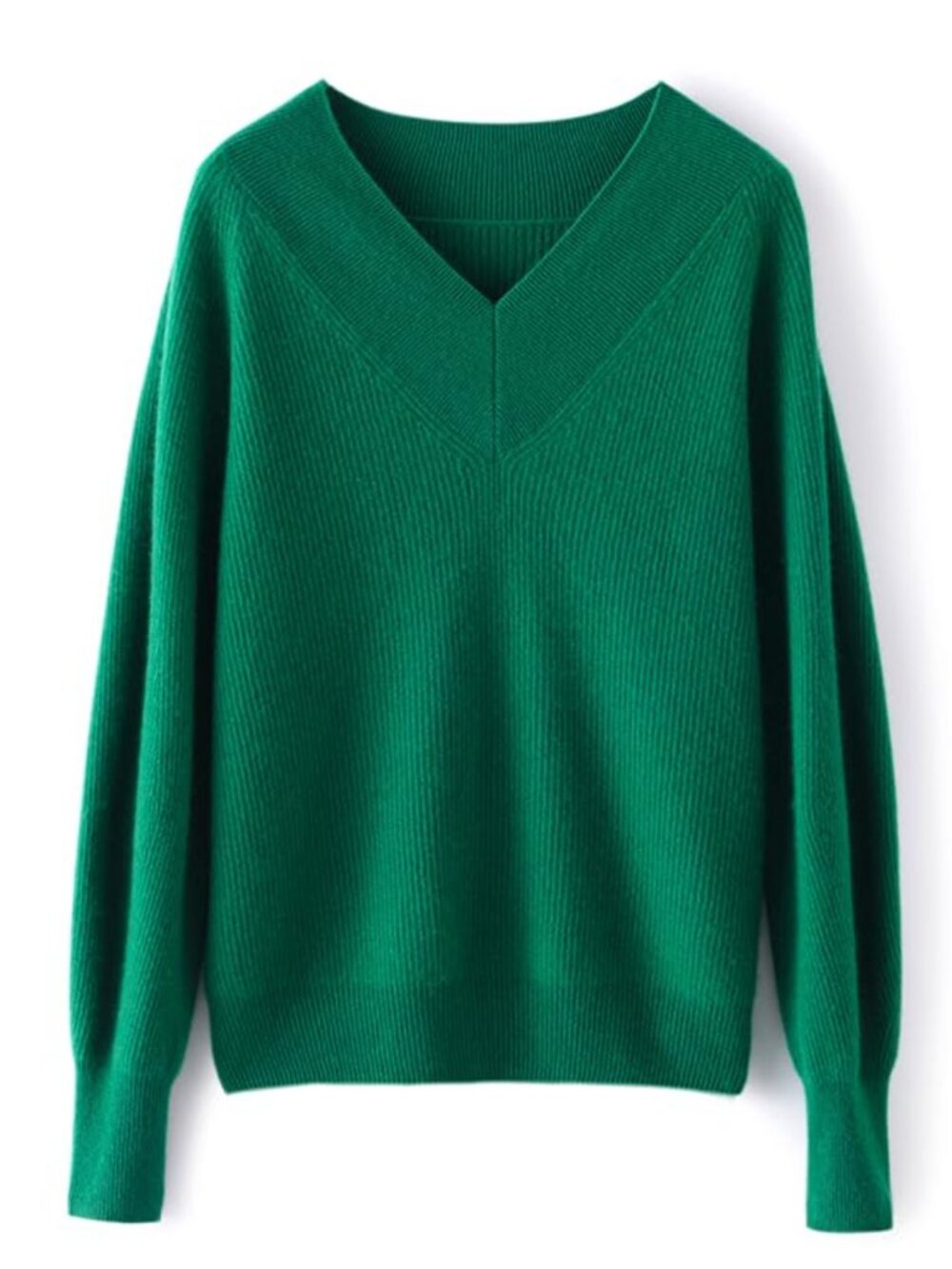 Women's Cashmere Merino Wool Blend V-Neck Long Sleeve Pullover Sweater